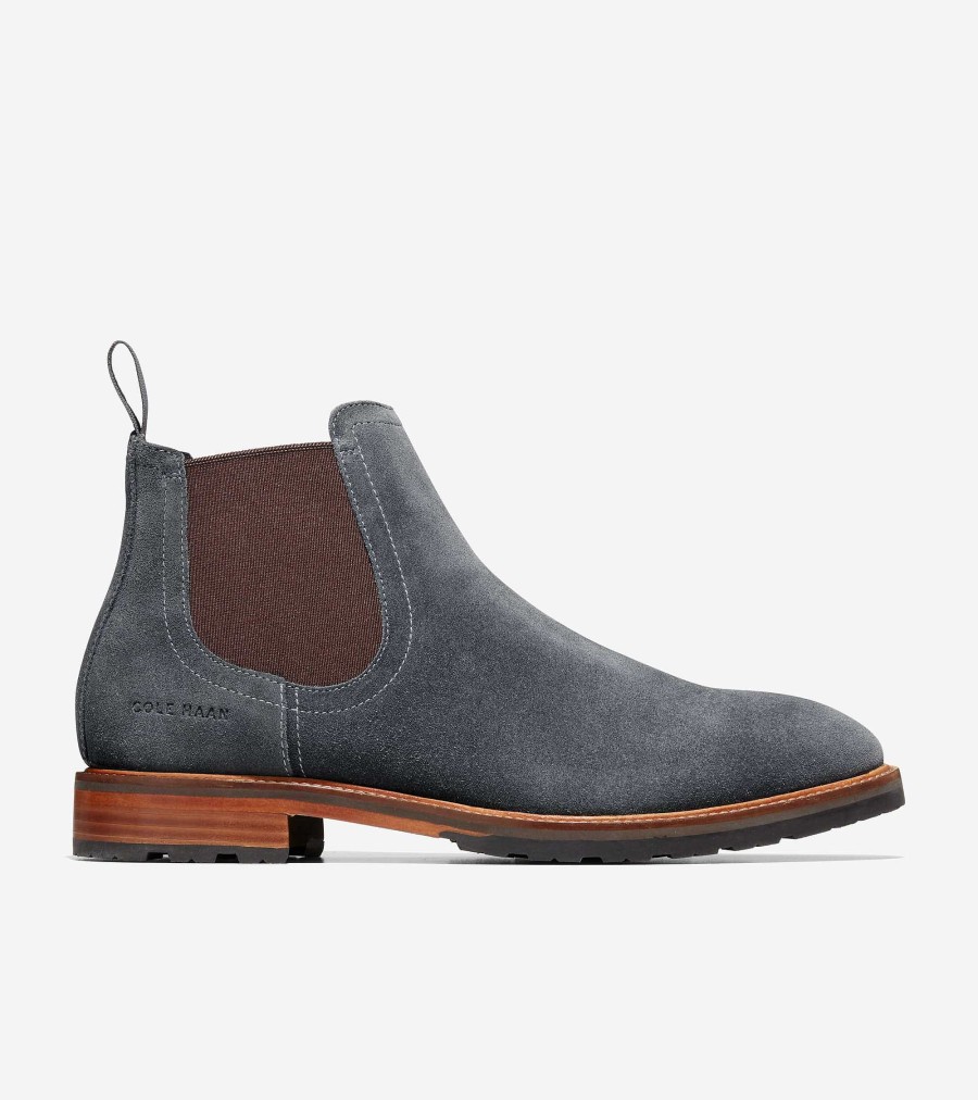 Men Cole Haan Boots | Men'S Berkshire Lug Chelsea Boots Turbulence Suede-Natural