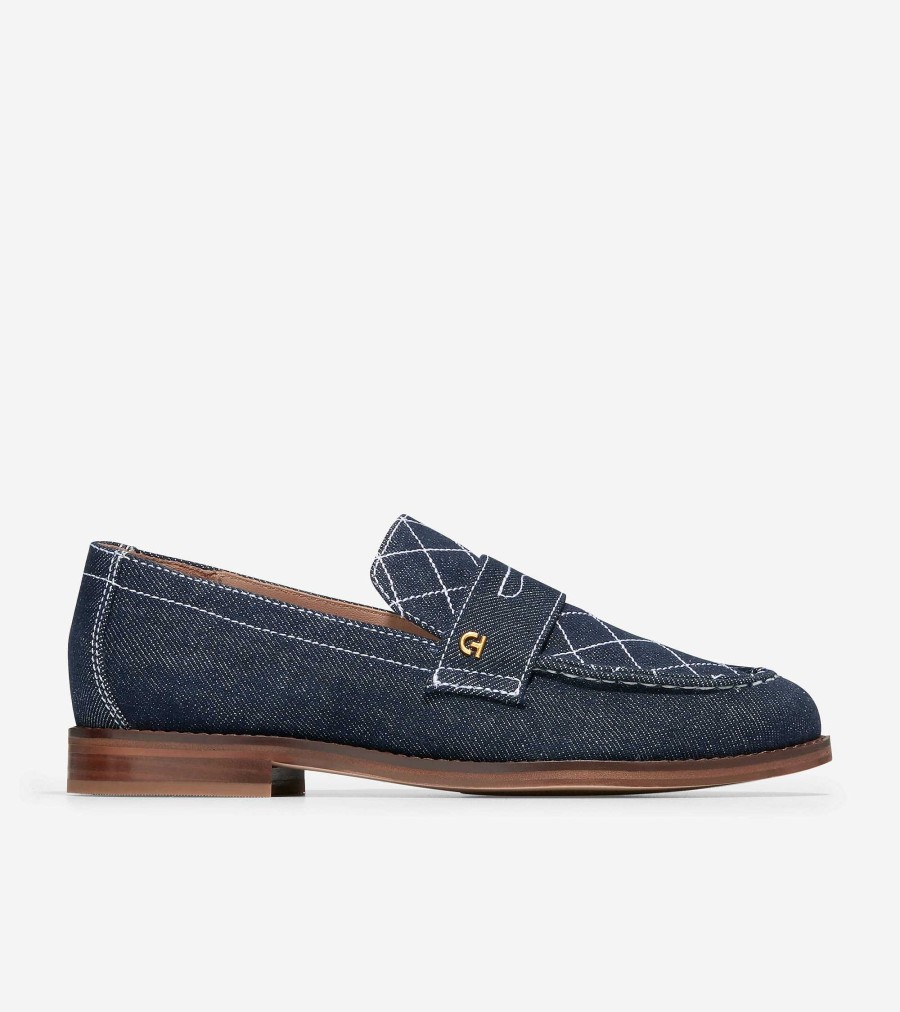 Women Cole Haan Loafers & Drivers | Women'S Lux Pinch Penny Loafer Blue Denim-Dark Natural